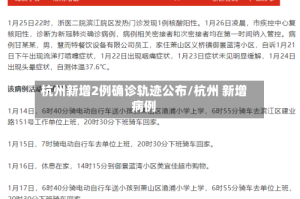 杭州新增2例确诊轨迹公布/杭州 新增病例