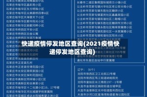 快递疫情停发地区查询(2021疫情快递停发地区查询)