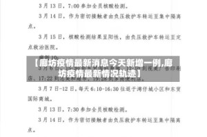 【廊坊疫情最新消息今天新增一例,廊坊疫情最新情况轨迹】